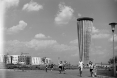 Hungary, Tiszaújváros, (Tiszaszederkény), lakótelep, a Munkácsy Mihály út a Széchenyi út felől nézve., 1965, Szalay Zoltán, water tower, Fortepan #138337