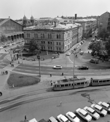 Magyarország, Budapest VI., Nyugati (Marx) tér, szemben a Nyugati pályaudvar és a Teréz (Lenin) körút, jobbra a Jókai utca., 1976, UVATERV, Budapest, Fortepan #139959