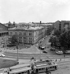 Magyarország, Budapest VI., Nyugati (Marx) tér, szemben balra a Nyugati pályaudvar és a Teréz (Lenin) körút, jobbra a Jókai utca., 1976, UVATERV, Budapest, Fortepan #139961