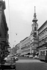 Austria, Vienna, Mariahilfer Strasse, jobbra a Szent Kereszt-templom., 1965, Németh Tamás, Fortepan #140088