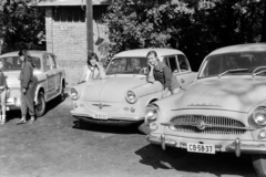 Magyarország, 1961, Németh Tamás, Trabant-márka, Skoda-márka, Fiat-márka, nyilvános WC, Skoda Octavia, Trabant 500, rendszám, Fiat 1100, fejtámasztás, Fortepan #140118