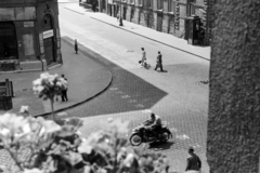 Magyarország, Budapest XII., Krisztina körút - Csaba utca sarok., 1961, Németh Tamás, motorkerékpár, telefonfülke, Budapest, Fortepan #140140