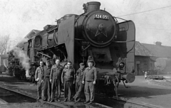 A MÁV 424-es sorozatú szerkocsis gőzmozdonya., 1965, Erky-Nagy Tibor, steam locomotive, Hungarian Railways, railway, Hungarian brand, tableau, MÁV Class 424, Fortepan #14016