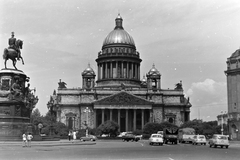 Oroszország, Szentpétervár, (Leningrád), Izsák tér, Izsák-székesegyház., 1970, Németh Tamás, Szovjetunió, emlékmű, Bazilika, klasszicizmus, lovas szobor, timpanon, székesegyház, Orosz ortodox egyház, Auguste de Montferrand-terv, Fortepan #140319