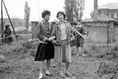 Magyarország, Budapest IX., balra a Haller utca (Hámán Kató út), a Ferencvárosi Művelődési Központ kertrendezése, a háttérben a Szent István Kórház, a földszintes épület helyén ma az Országos Kardiológiai Intézet található., 1961, Németh Tamás, Budapest, Fortepan #140350