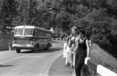 Hungary, Lillafüred, Miskolc, Egri Országút a Palotaszálló előtt., 1962, Morvay Kinga, bus, Ikarus-brand, ice cream, Ikarus 620, Fortepan #140427