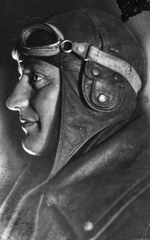 1935, Morvay Kinga, pilot, leather cap, face profile, Fortepan #140501