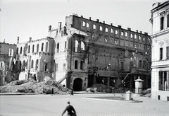 Ukraine, Kyiv, Hrescsatik sugárút a Függetlenség terénél (Majdan Nezalezsnosztyi, ekkor Kalinyin tér)., 1942, Miklós Lajos, war damage, second World War, damaged building, Fortepan #140696