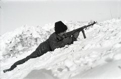 1942, Miklós Lajos, snow, second World War, soldier, machine gun, Hungarian soldier, Fortepan #141074