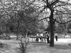 Magyarország, Budapest I., Vérmező a Mikó utca közelében, háttérben az Attila út házai., 1976, Hlatky Katalin-Főkert, ping pong asztal, Budapest, Fortepan #141215