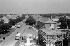 Magyarország, Monor, Kossuth Lajos utca, szemben az evangélikus templom. A felvétel a református templom tornyából készült., 1968, Péterffy István, evangélikus, Fortepan #142118