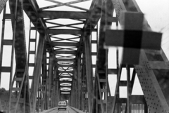 Hungary, Algyő, közös vasúti és közúti híd a Tiszán., 1970, Péterffy István, riveted steel, truss bridge, Fortepan #142492