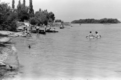 Magyarország, Budapest III., Római part, jobbra a Szentendrei-sziget., 1958, Chuckyeager tumblr, Budapest, fürdőzés, Fortepan #142774