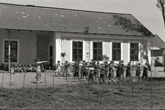 1936, Chuckyeager tumblr, school, exercise, barefoot, school yard, sapling, Fortepan #142845