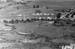 Magyarország,Balaton, Badacsony, Badacsonytomaj a Badacsonyról nézve, középen keresztben a József Attila utca, 1954, Chuckyeager tumblr, madártávlat, Fortepan #142960