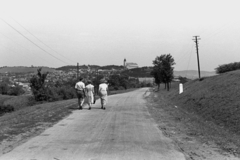 Magyarország,Balaton, Tihany, Kossuth Lajos utca a község határában, távolban a Bencés Apátság., 1961, Chuckyeager tumblr, Fortepan #143013