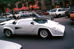 Németország, Berlin, Nyugat-Berlin, Kurfürstendamm., 1988, Chuckyeager tumblr, színes, Nyugat-Berlin, Lamborghini Countach, replika, Fortepan #143094