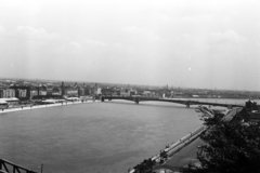 Magyarország, Budapest IX.,Budapest XI., kilátás a Gellérthegyről a Petőfi híd és Ferencváros felé., 1958, Chuckyeager tumblr, folyó, Duna, Budapest, Fortepan #143164