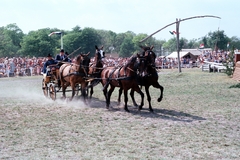 Magyarország, Apaj, Apajpuszta, a Bp. Honvéd SE XXI. Nemzetközi Lovasversenye., 1986, Chuckyeager tumblr, színes, gémeskút, négyesfogat, Fortepan #143529