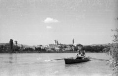 Magyarország, Szentendre, a Duna felől., 1959, Szent-tamási Mihály, csónak, evezés, kielboot, Fortepan #14353