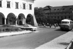 Slovakia, Levoča, Városháza., 1965, Chuckyeager tumblr, Czechoslovakia, bus, street view, genre painting, number plate, Fortepan #143792