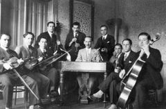 1936, Baráth Endre, hangszer, zenekar, hegedű, nagybőgő, cimbalom, Fortepan #14501