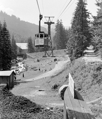 Poland,Tatry Wysokie, kabinos kötélpálya a Kasprowy csúcshoz, az alsó végállomás., 1958, Szent-tamási Mihály, cableway, Tatra Mountains, Fortepan #14586