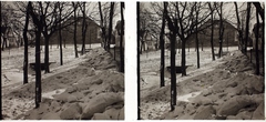 Hungary, Iván, Fő utca, szemben az Ady Endre utca 2., a Széchenyi-kastély (vadászkastély), ma iskola., 1915, Asztalos András, winter, snow, stereophoto, Fortepan #146031