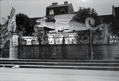 Austria, Klagenfurt, Neuer Platz, Lindwurmbrunnen (Sárkánykút)., 1935, Sattler Katalin, floodlighting, Fortepan #146093