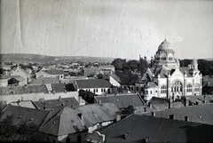 Magyarország, Eger, kilátás a várból a zsinagóga felé., 1939, Sattler Katalin, háztető, zsinagóga, Fortepan #146192