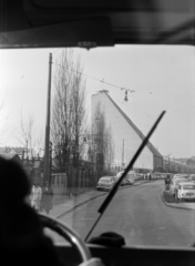 Austria, Vienna, Vorgartenstrasse az Offenbachgasse felől, háttérben a Messe Wien (kiállítási és kongresszusi központ) kilátótornya., 1962, Barbjerik Ferenc, Fortepan #148628