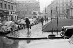 Austria, Vienna, Albertinaplatz az Operngasse felé nézve, szemben az Opera, jobbra az Augustinerbastei., 1962, Barbjerik Ferenc, Volkswagen-brand, Volkswagen Beetle, Fortepan #148654