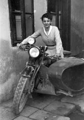 1937, Négyesi Pál, brit gyártmány, oldalkocsis motorkerékpár, nő, BSA-márka, lányok-járművek, Fortepan #14878