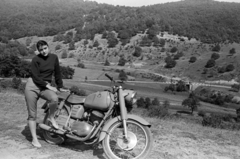 Hungary, Pilis Mountains, szemben a Kovács-patak feletti híd a Budakalász és Esztergom közötti összekötő úton (később 1111-es számú út)., 1957, Fortepan/Album027, motorcycle, girls'n'cars, Fortepan #148995