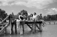 Hungary, Balatonalmádi, Wesselényi strand., 1957, Fortepan/Album027, tableau, pier, Fortepan #149006