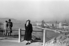 Hungary, Budapest V.,Budapest XI., kilátás a lerombolt Erzsébet híd pesti hídfője felé., 1957, Fortepan/Album027, Budapest, railing, picture, wrecked bridge, Fortepan #149161