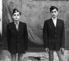 1945, Tóth Árpád, double portrait, teenager, boys, Fortepan #149363