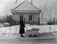 1950, Tóth Árpád, babakocsi, Fortepan #149369