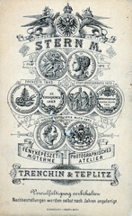 Csehország,Szlovákia, Trencsén,Teplice, Stern Miksa fényképészeti műterme., 1900, Barna Imre, műterem, fényképész, hátlap, Fortepan #150047