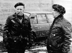 Magyarország, a felvétel a Hanyatt-homlok című film forgatásakor készült, Révész György rendező és Bajusz József gyártásvezető., 1983, Révész György, Hegyi Gábor, Fortepan #150451