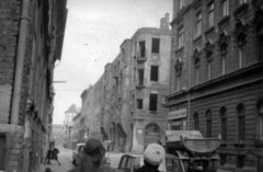 Magyarország, Budapest VIII., Füvészkert (Szigetvári) utca a Jázmin utca irányából a Baross utca felé nézve, előtérben a Práter utca kereszteződése., 1972, Homoródy Károly, Budapest, Fortepan #150469