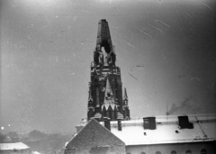 Hungary, Budapest IX., Üllői út, Örökimádás templom., 1957, Kiszely György, damaged building, Budapest, Fortepan #150520