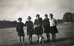 Hungary, Győr, 1931, Varga Csaba dr., girls, dog, Fortepan #150584