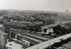 Magyarország, Győr, Révai Miklós utca, a vasútállomás és a Baross híd a Városháza tornyából nézve., 1936, Varga Csaba dr., Fortepan #150633