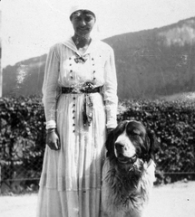 1922, Saly Noémi, portrait, dog, summer, woman, hillside, Fortepan #15104