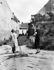 Magyarország, Tabán, Budapest I., Cipő utca a Kereszt utca felől a Fehérsas tér felé nézve., 1933, Saly Noémi, festő, Budapest, Fortepan #15135