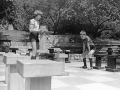 Hungary, Budapest XI., játszótér a Kelenhegyi út közelében, a Gellért Szállónál., 1974, Záray Péter, Budapest, chess, Fortepan #151528