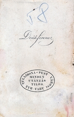 Magyarország, Deák Ferenc portréjának hátlapja, a Városi Árvaház tulajdona felülbélyegzéssel., 1900, Gali, hátlap, fényképész, műterem, Fortepan #151594