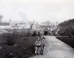 Magyarország, Tabán, Budapest I., kilátás a Naphegyről, háttérben az Erzsébet híd., 1940, Bozzai András, Budapest, Fortepan #151810