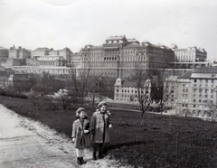 Magyarország, Tabán, Budapest I., Királyi Palota (később Budavári Palota) a Naphegyről nézve, jobbra a Bethlen-udvar épülete., 1940, Bozzai András, Budapest, Fortepan #151811